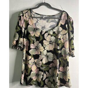 Stem Vine Women’s Blouse Size 2X Pullover Floral Top Lightweight Boho Casual